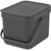 image:imageBrabantia Sort amp Go Food Waste Bin 16 Gallons 6LGray SpaceEfficient Plastic Recycling Bin with Handle Removable and StayOpen Lid Easy to Clean Kitchen Compost Caddy without Nooks and RimsGray