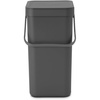 image:imageBrabantia Sort amp Go Recycling Trash Can 32 Gallons 12LGray SpaceEfficient Plastic Garbage Can with Handle Removable and StayOpen Lid Easy to Clean Kitchen Bin Without Nooks and RimsGray
