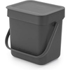 image:imageBrabantia Sort amp Go Waste Trash Can 08 Gallons 3LGray SpaceEfficient Plastic Recycling Bin with Handle Removable and StayOpen Lid Easy to Clean Kitchen Compost Caddy Without Nooks and Rims