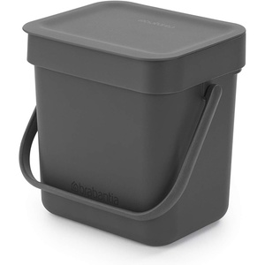 image:imageBrabantia Sort amp Go Waste Trash Can 08 Gallons 3LGray SpaceEfficient Plastic Recycling Bin with Handle Removable and StayOpen Lid Easy to Clean Kitchen Compost Caddy Without Nooks and Rims