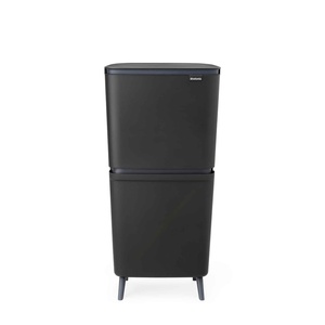 image:imageBrabantia SortUp Hi Recycling Bin with Raised Legs  2 Removable Compartments  53  66 Gal  Dark Gray  Slim amp Tall Kitchen Trash Can Garbage Can with SoftClose LidDark Gray