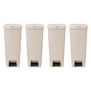 image:imageBrabantia StepUp Pedal Bin 106 Gallon40L Soft Beige Pack of 4 SoftClose StepOn Trash Can with Label Display and Lifting Handle Versatile Kitchen Garbage Can with Trash Bag Pack Included